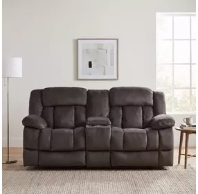 Laurelton Chocolate Double Glider Reclining Console Loveseat