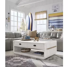 Sunset Cove Moonlight Pearl and Brown Rectangular Cocktail Table
