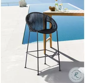 Acapulco Black Rope 26" Outdoor Counter Height Stool