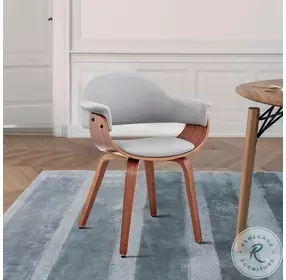 Adalyn Gray Faux Leather And Walnut Wood Accent Dining Chair