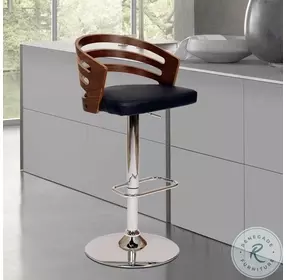 Adele Black Faux Leather Adjustable Swivel Bar Stool