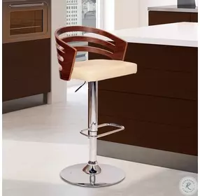 Adele Cream Swivel Adjustable Bar Stool