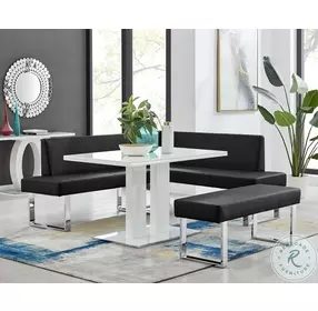 Amanda Black Faux Leather Nook Corner Dining Bench