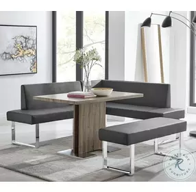 Amanda Gray Faux Leather Nook Corner Dining Bench