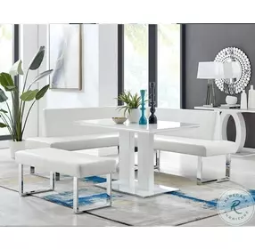 Amanda White Faux Leather Nook Corner Dining Bench