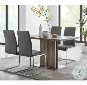 Amanda Grey Faux Leather Side Chair Set of 2