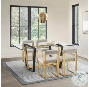 Anastasia Taupe And Brushed Stainless Steel Dining Chair Set Of 2