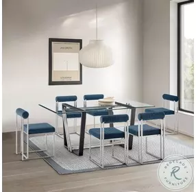 Anastasia Blue And Brushed Stainless Steel Dining Chair Set Of 2