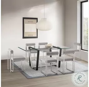 Anastasia Light Gray And Brushed Stainless Steel Dining Chair Set Of 2