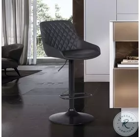 Anibal Grey Faux Leather Adjustable Swivel Bar Stool