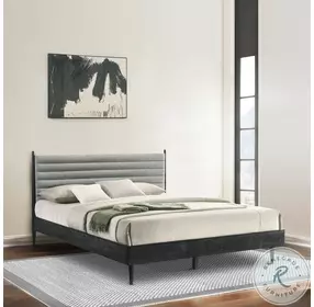 Artemio Black And Gray King Upholstered Platform Bed