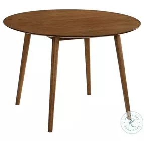 Arcadia Walnut 42" Round Dining Room Set with Juno Charcoal Chair
