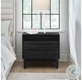 Artemio Black 2 Drawer Nightstand With Shelf