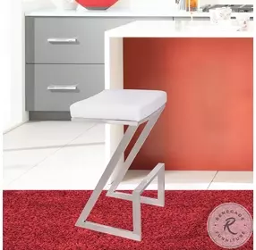 Atlantis White Faux Leather Backless 26" Counter Height Stool