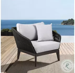 Athos Grey And Dark Eucalyptus Wood Outdoor Club Chair