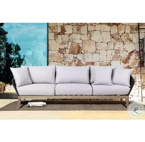 Athos Grey And Light Eucalyptus Wood Outdoor Sofa