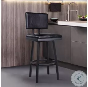 Balboa Vintage Black Faux Leather 26" Swivel Counter Height Stool