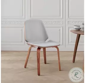 Brinley Gray Faux Leather And Walnut Wood Accent Dining Chair