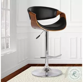 Butterfly Black Faux Leather Adjustable Swivel Bar Stool