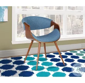 Butterfly Blue Fabric Mid Century Dining Chair