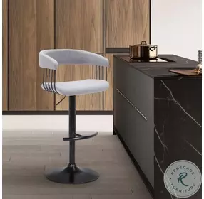 Calista Light Gray Adjustable Swivel Bar Stool