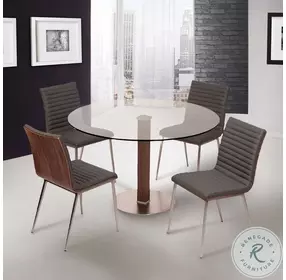 Cafe Gray Faux Leather Dining Chair Set of 2