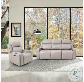 Claude Light Gray Recliner With Dual Power Headrest And Lumbar Support