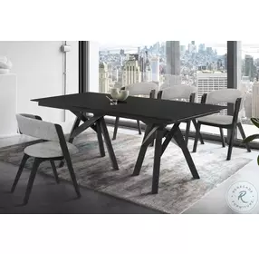 Cortina Black 79" Mid Century Modern Dining Table