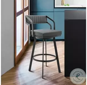 Scranton Slate Grey Faux Leather and Black Base Swivel Counter Height Stool