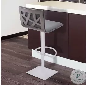 Crystal Grey Faux Leather Adjustable Swivel Bar Stool