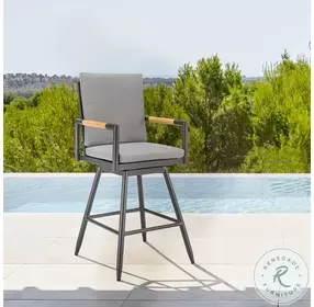 Crown Dark Gray Outdoor Patio Swivel Bar Stool