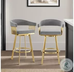 Chelsea Anchor Gray And Gold Swivel Counter Height Stool