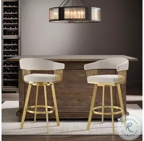 Chelsea Taupe And Gold Swivel Bar Stool