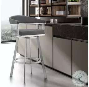 Chelsea Gray Faux Leather 30" Swivel Bar Stool