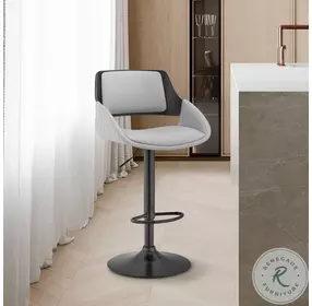 Colby Gray Faux Leather And Black Adjustable Bar Stool