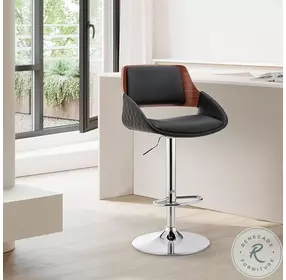 Colby Black Faux Leather And Chrome Adjustable Bar Stool