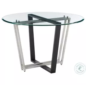 Devi Brushed Steel And Black Iron Round Dining Room Set