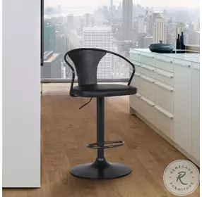 Eagle Black Faux Leather Adjustable Swivel Bar Stool