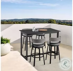 Encinitas Dark Gray Outdoor Patio Swivel Bar Stool