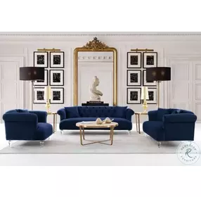 Elegance Blue Velvet Contemporary Sofa