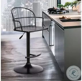 Edward Black Wood And Metal Adjustable Bar Stool