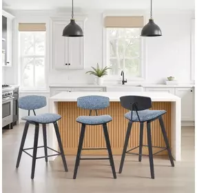 Fox Black and Speckled Blue Upholstered Counter Height Stool
