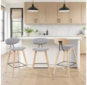 Fox Oak and Gray Upholstered Counter Height Stool