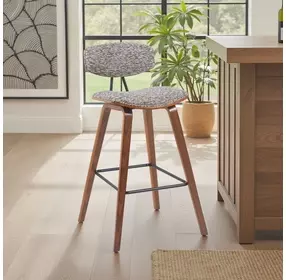 Fox Walnut and Speckled Brown Upholstered Bar Stool