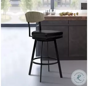 Frisco Vintage Black Faux Leather 30" Swivel Bar Stool