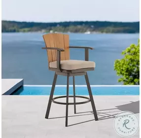 Hazel Brown Outdoor Patio Swivel Bar Stool