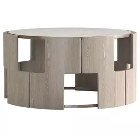 Artifacts Weathered White and Gray Round Marble Top Rhodes Occassional Table Set