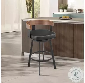 Idris Black Swivel Counter Height Stool