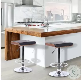 Java Black Faux Leather Adjustable Swivel Bar Stool