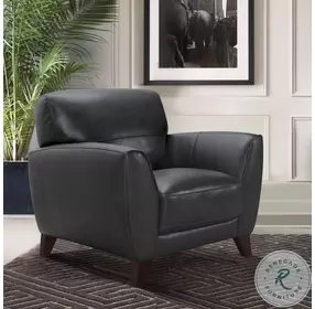 Jedd Black Genuine Leather Contemporary Chair